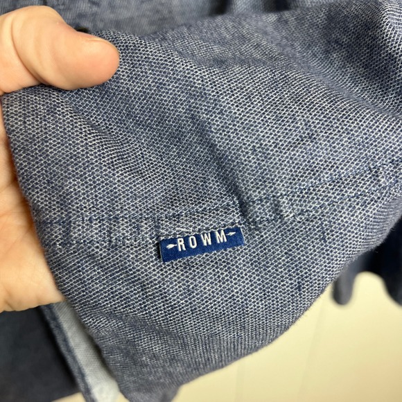 ROWM‎ Mens Cotton Dress Shirt Size XXL Blue Long Sleeve Button Down - Picture 4 of 7